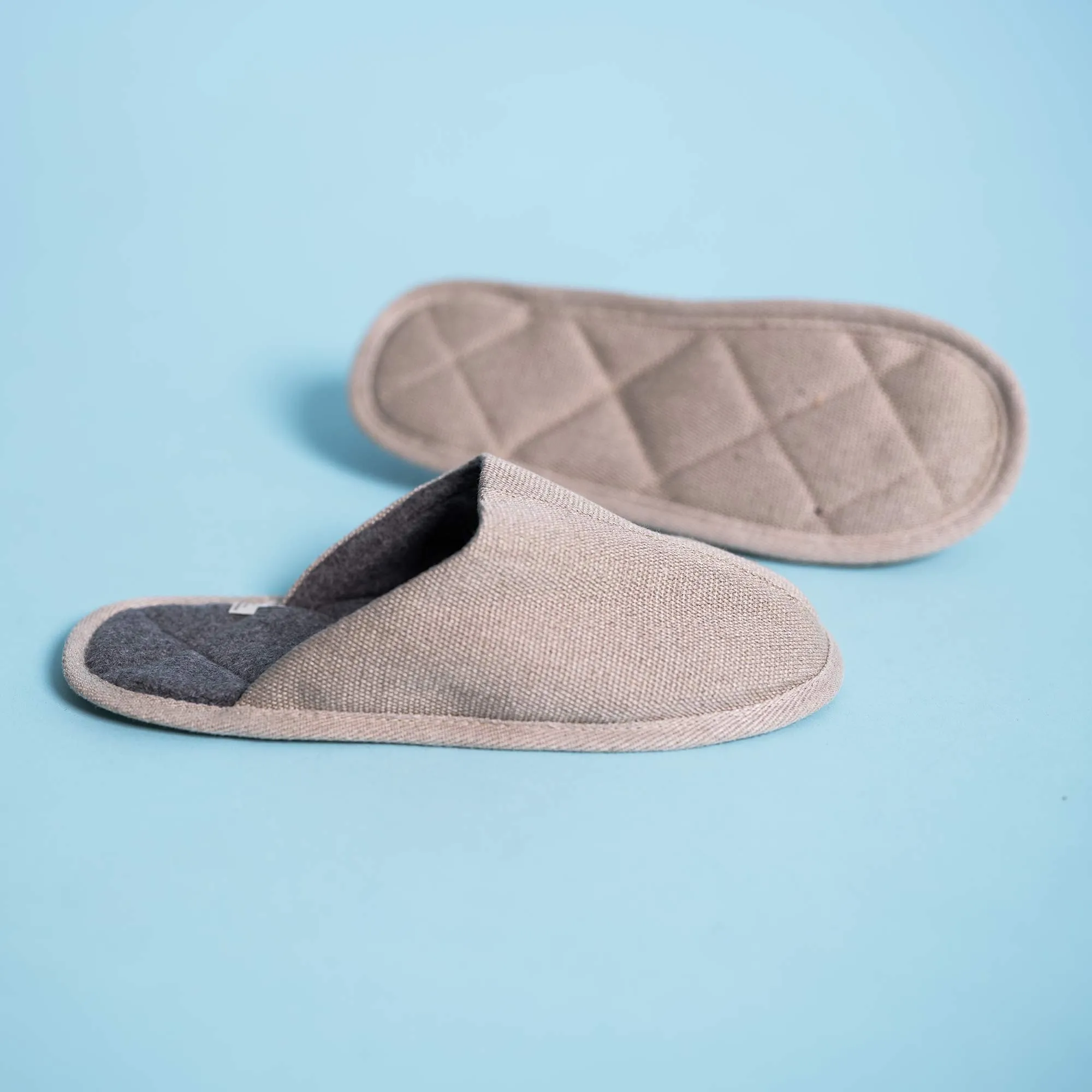 ATAMI Glue-free Organic Hemp House Shoes Slippers (100% Organic Cotton Fleece Lining; Elastic-Free, Latex-Free; Vegan)