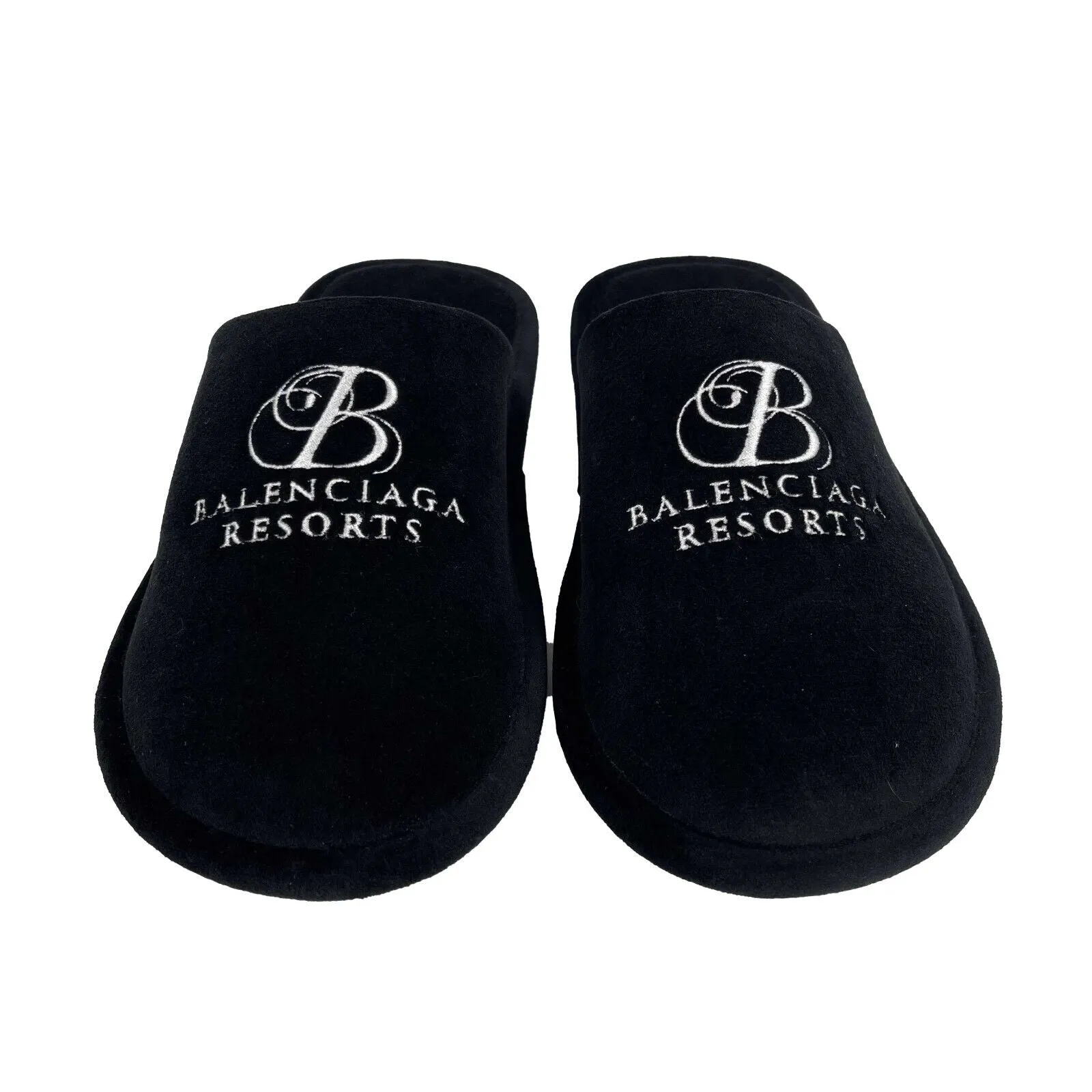 Balenciaga - New w/ Tags - Black Velour Slippers - 42 US 9