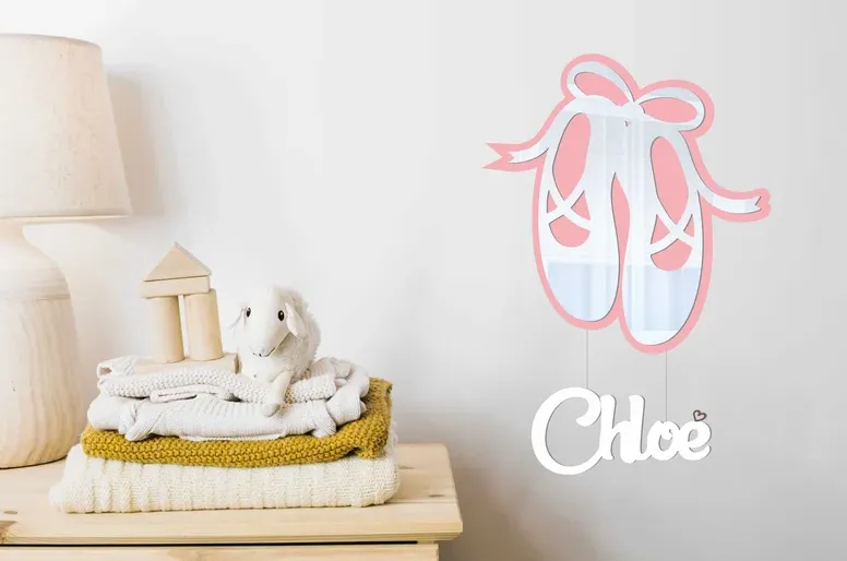 Ballet Shoe Shaped Bordered Kids Room Mirror