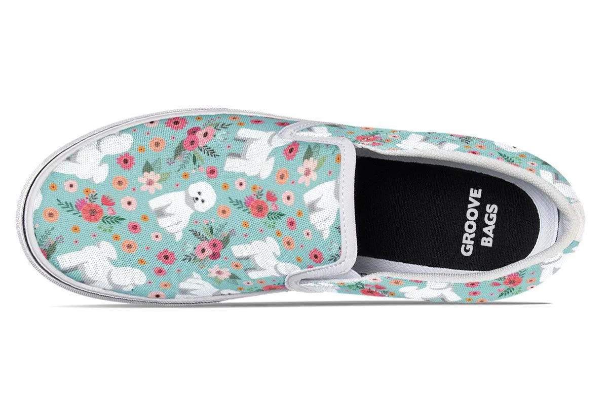 Bichon Frise Flower Slip-On Shoes