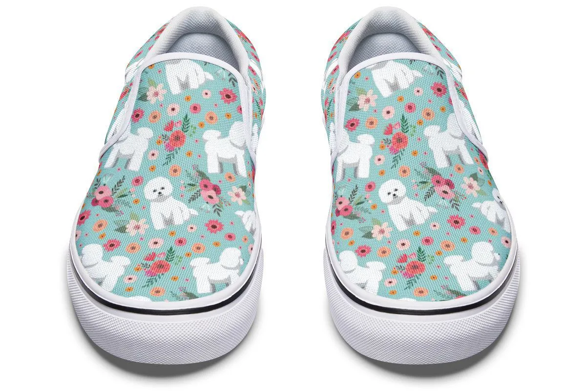 Bichon Frise Flower Slip-On Shoes