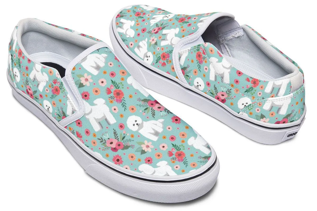 Bichon Frise Flower Slip-On Shoes