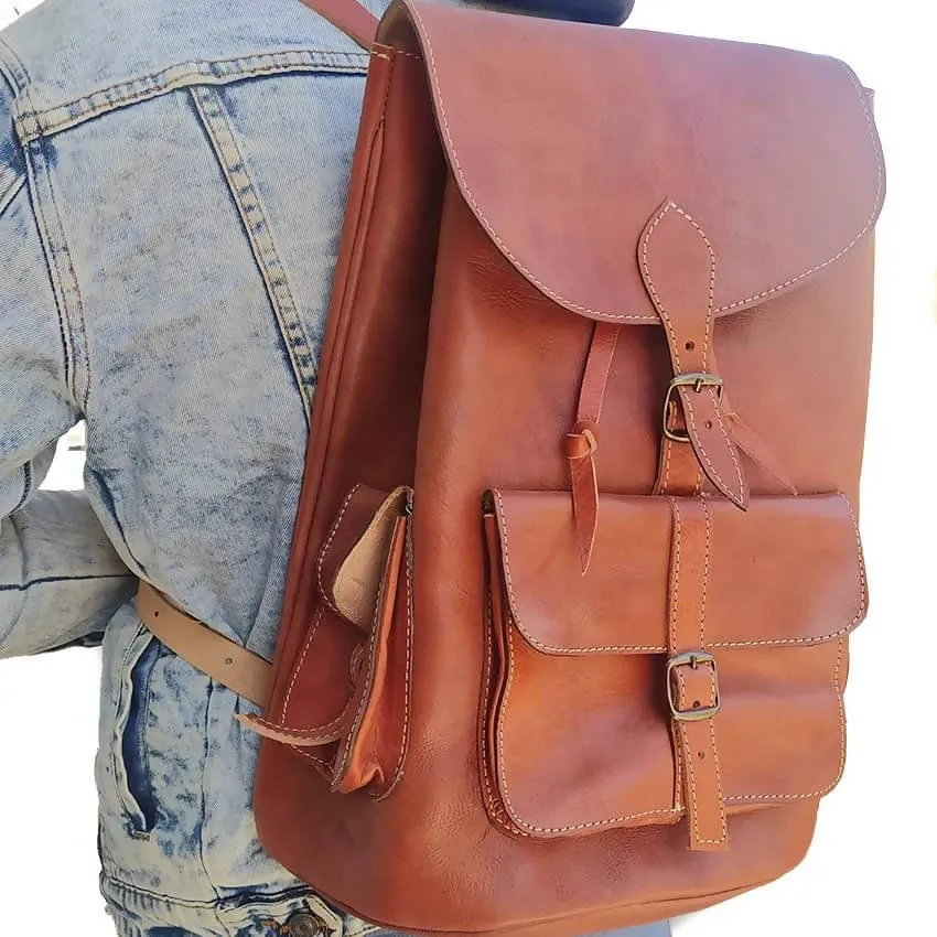 Camel Leather Backpack