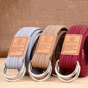 Casual Canvas Double Buckle Woven Belt