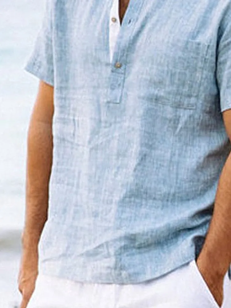 Casual Cotton and Linen Button Shirt