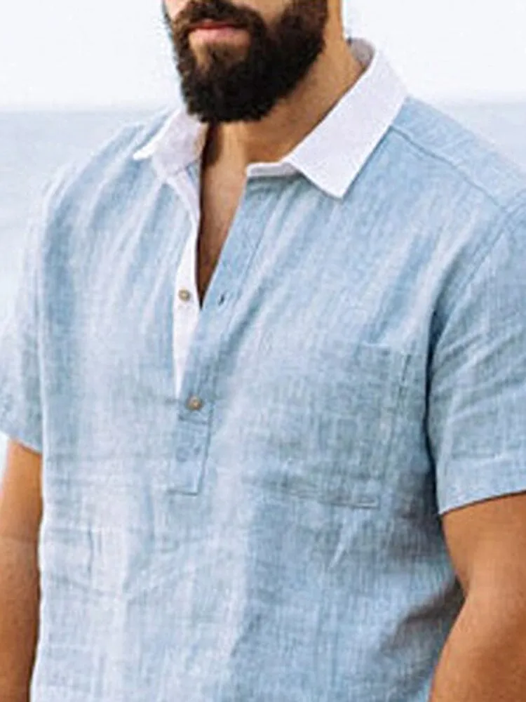 Casual Cotton and Linen Button Shirt