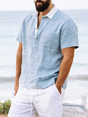 Casual Cotton and Linen Button Shirt