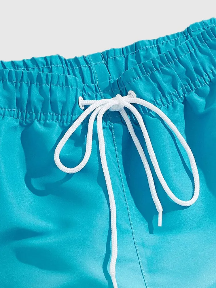 Casual Gradient Drawstring Shorts