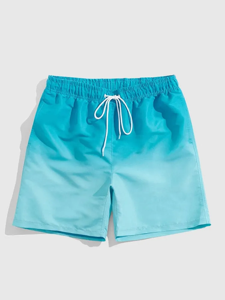 Casual Gradient Drawstring Shorts