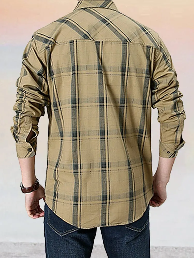 Casual Pure Cotton Plaid Long Sleeve Shirt