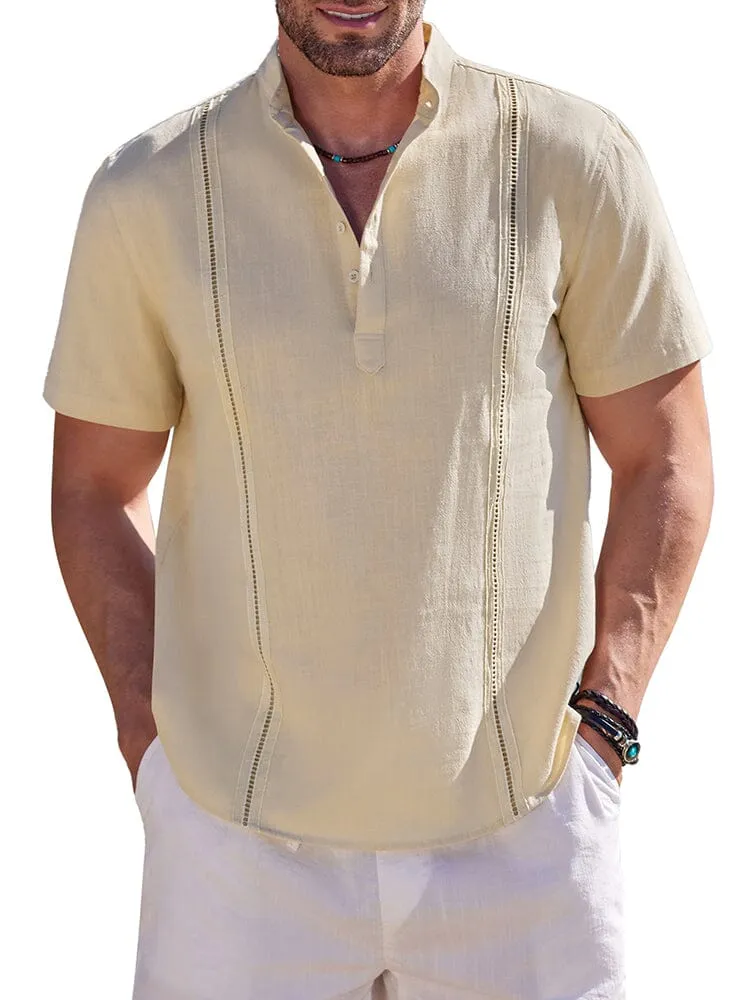 Casual Solid Cotton Henley Shirt (US Only)