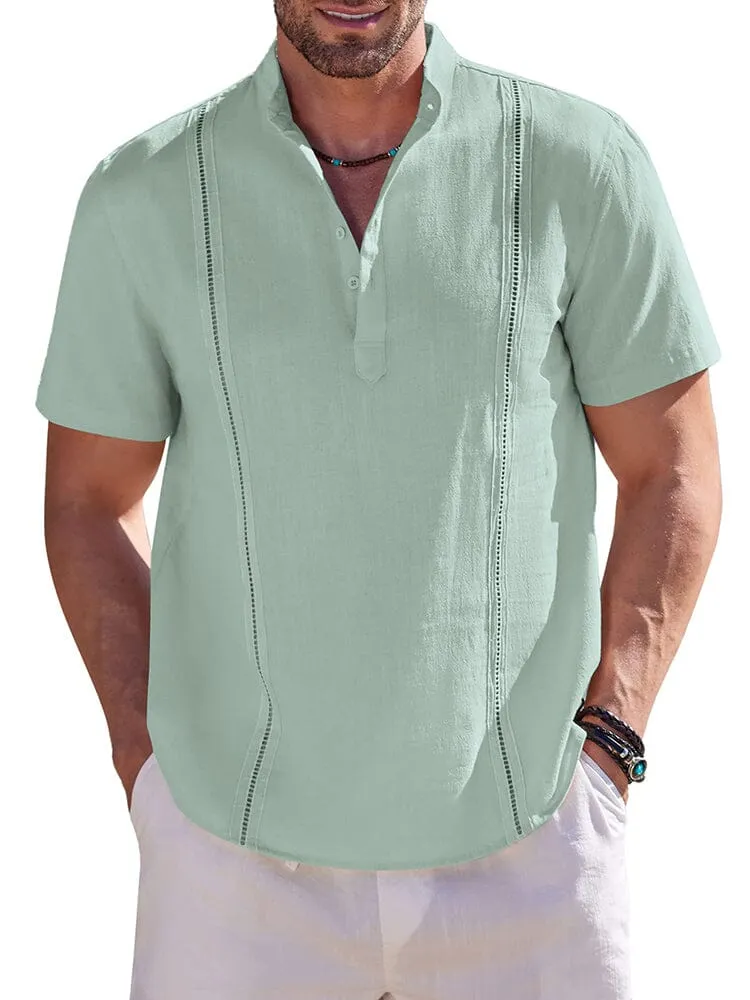 Casual Solid Cotton Henley Shirt (US Only)