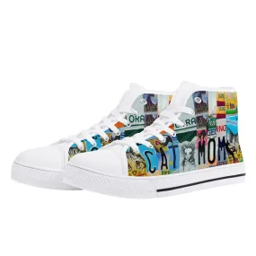 Cat Mom License Plate Womens High Top Canvas Shoes