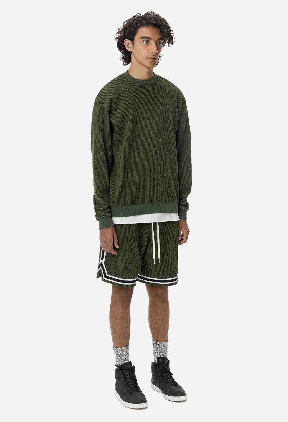 Corduroy Basketball Shorts / Olive