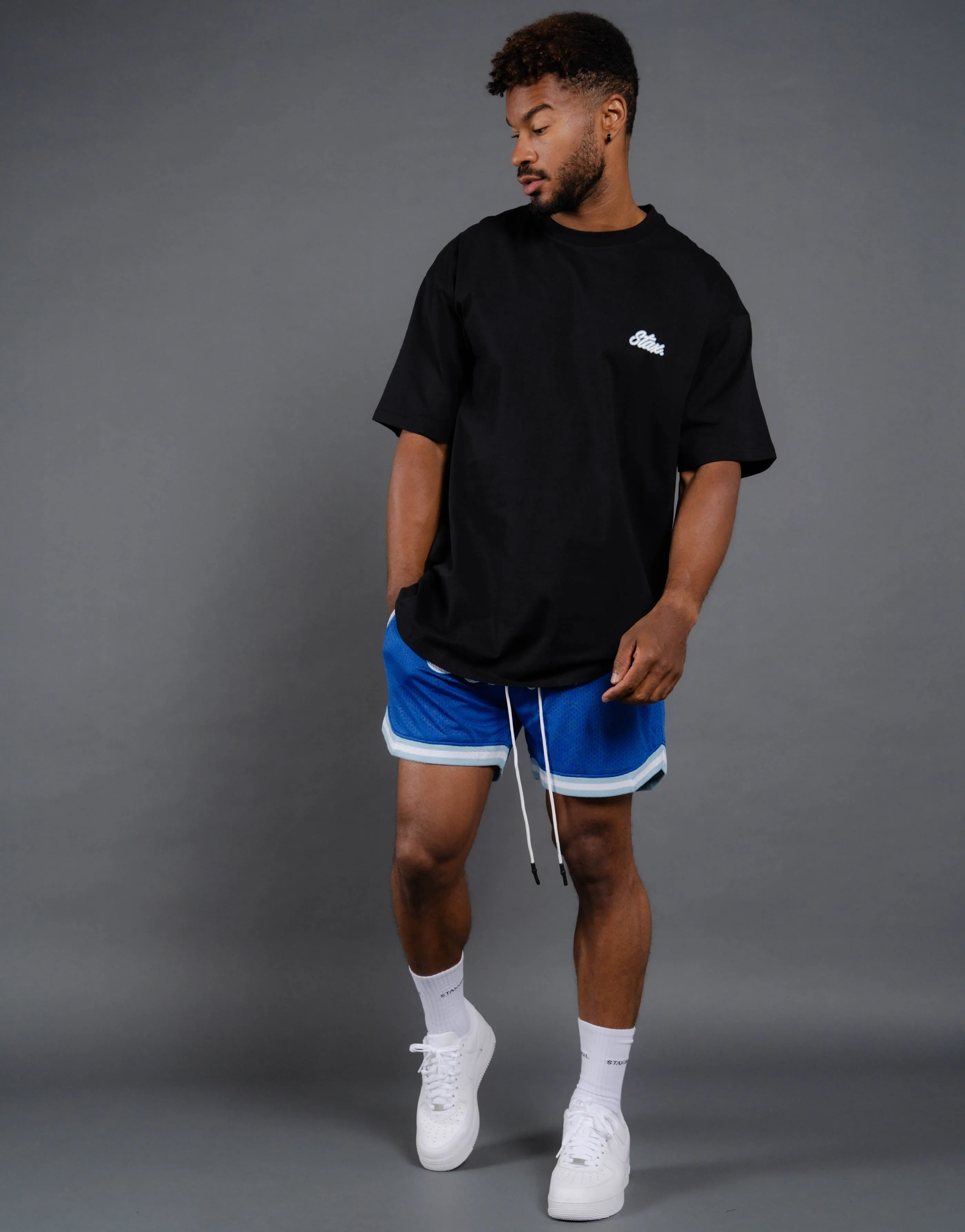 Court Drip Basketball Tee - Black & Blue