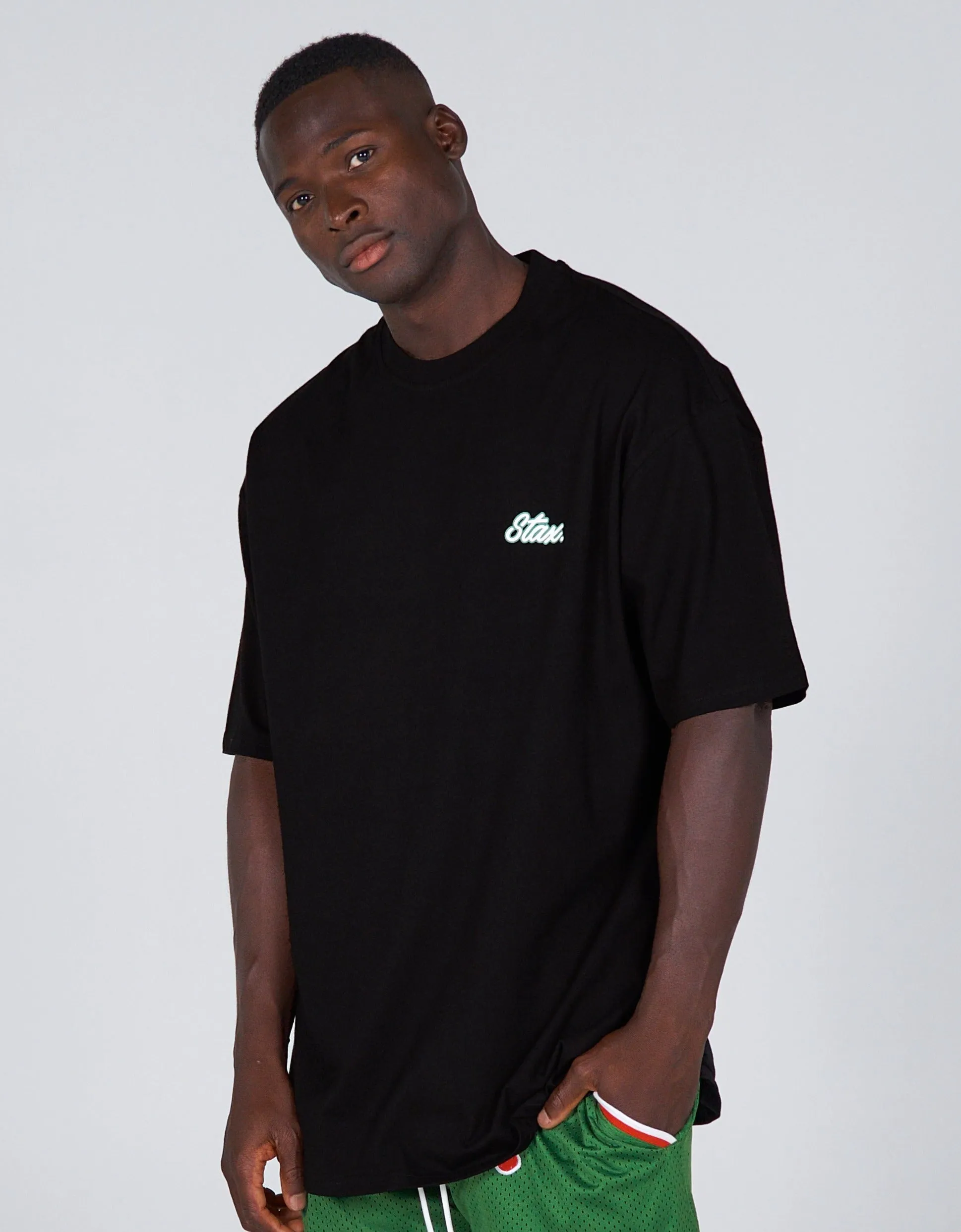 Court Drip Basketball Tee - Black & Green