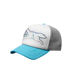 CRYSTAL RUNNING DOG TRUCKER CAP - BLUE