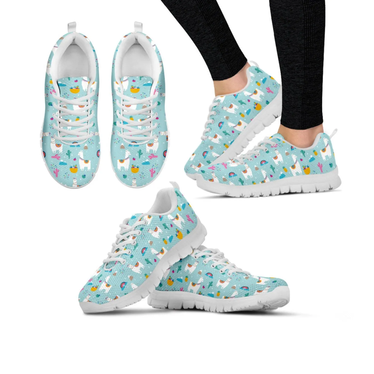 Cute Llama Shoes Llama Printed Sneakers Llama Running Shoes Llama Lover Gifts Clothing for Womens Mens Kids Adults