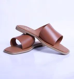 CUTOUT SINGLE STRAP SANDAL-TAN