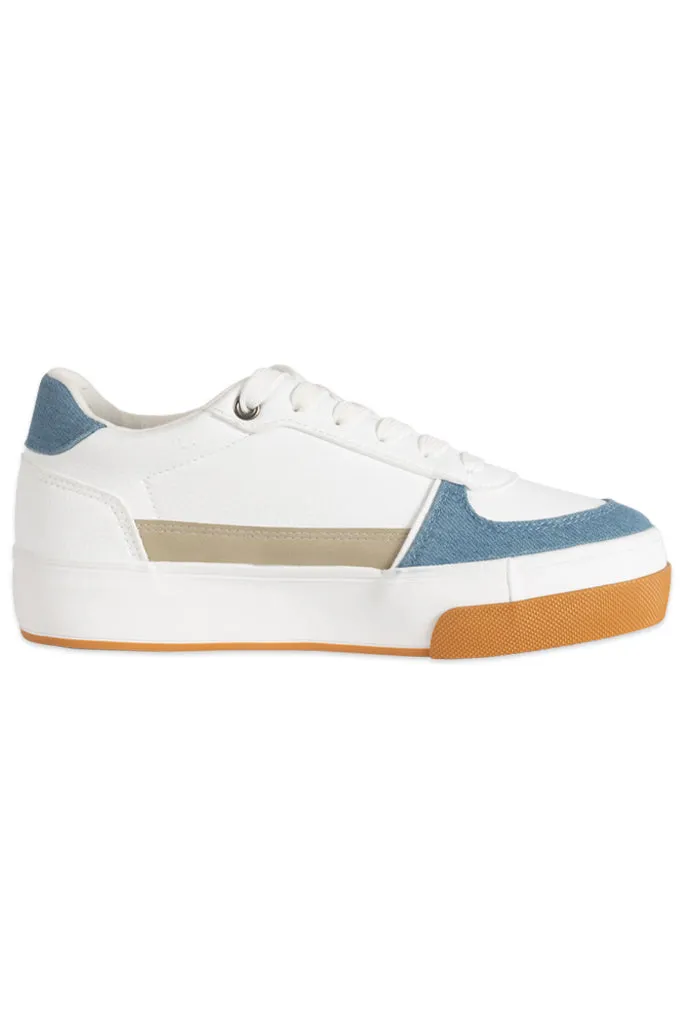 Denim Detail Court Sneaker _ 148630 _ White