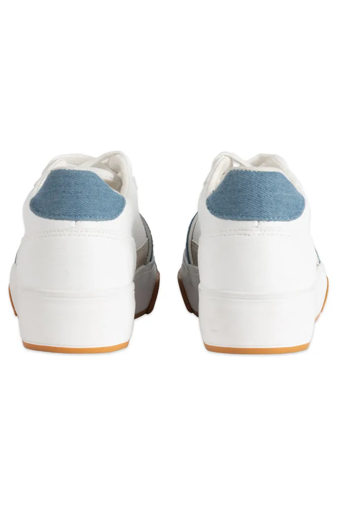 Denim Detail Court Sneaker _ 148630 _ White