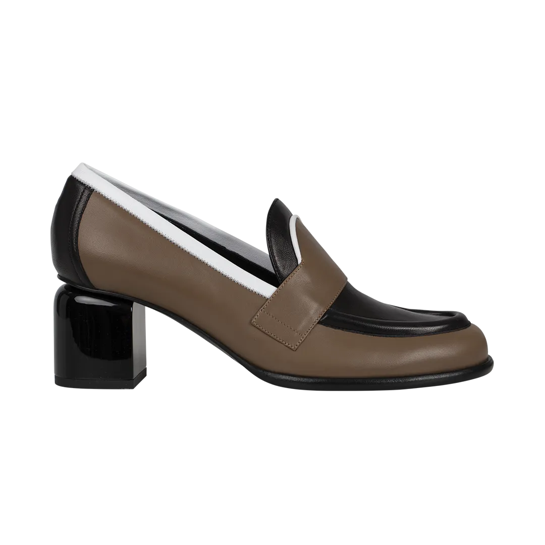 Easton Mixed Leather Heeled Loafers