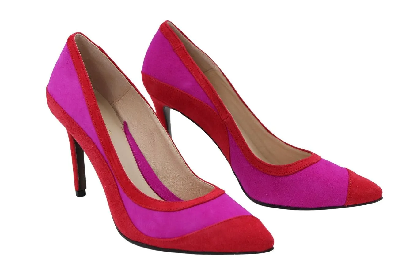 EMIS Magenta and red suede stiletto