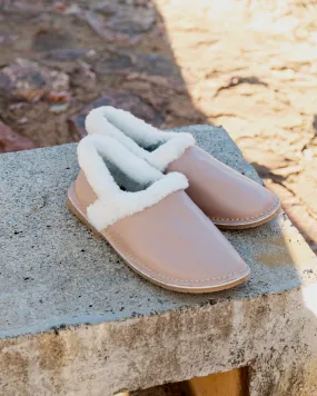 Genuine Leather Wool Slippers (Pastel Pink)