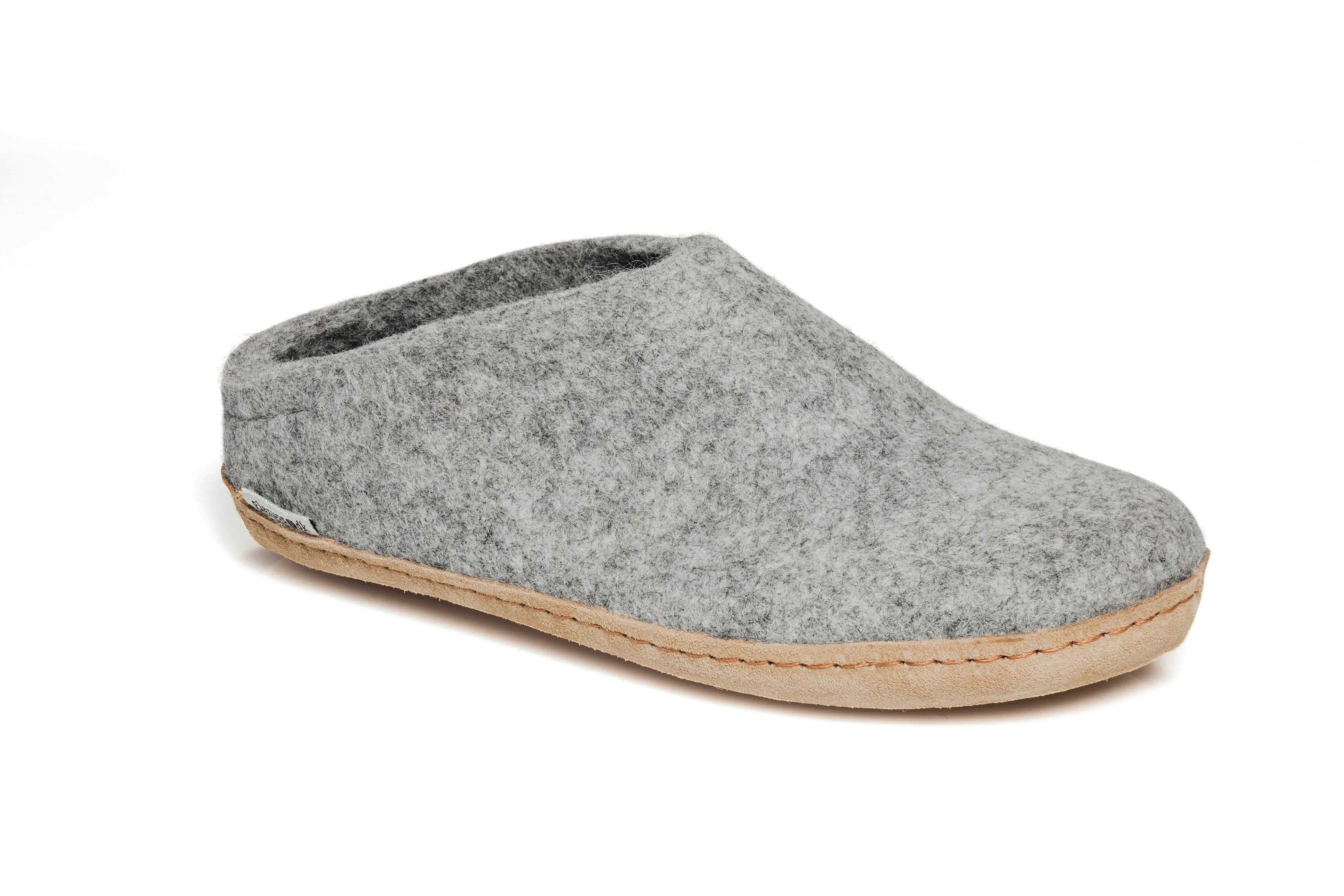 Glerups Unisex Slippers - Leather Soles - Grey