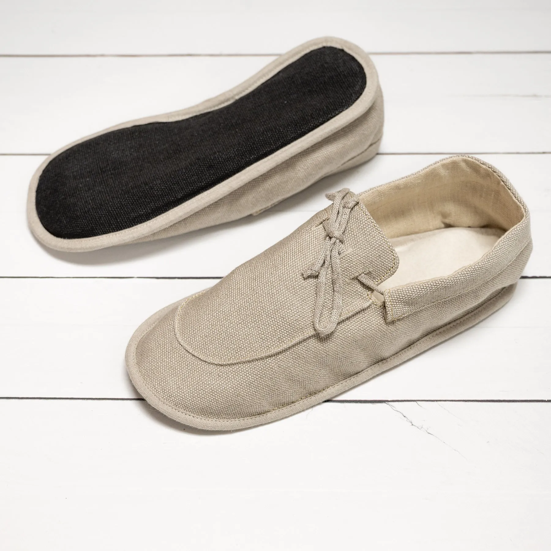 GLUCK Glue-free 100% Hemp Moc House Shoes Grounding Slippers (Unisex)