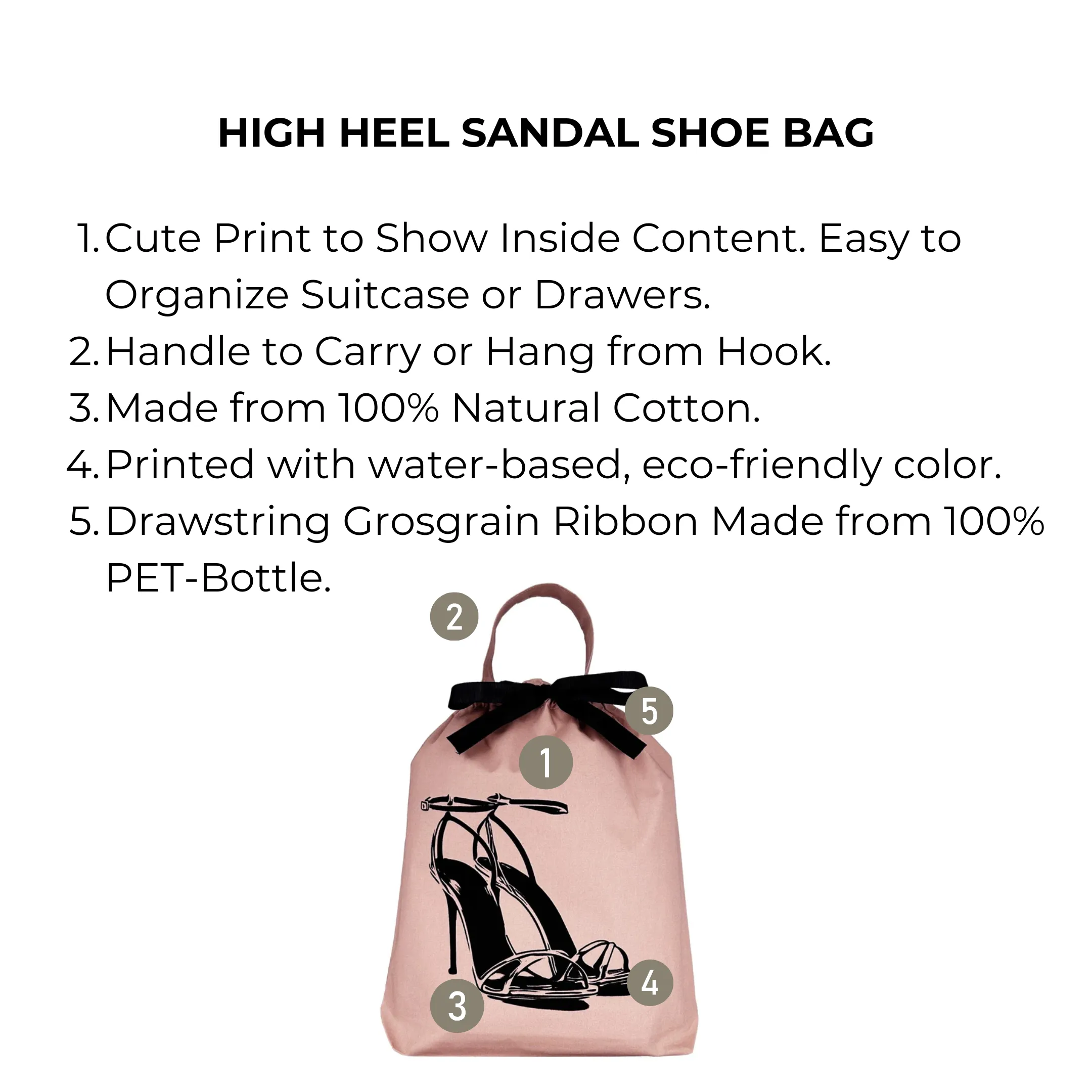 High Heel Sandal Shoe Bag, Pink/Blush