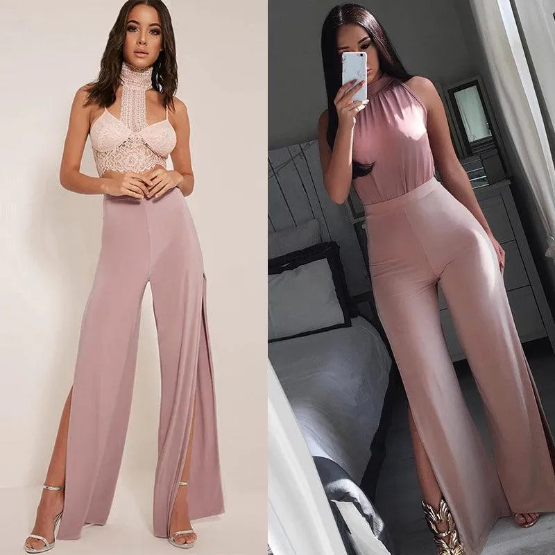 HIGH WAIST - WIDE LEG HIGH SLIT PANTS