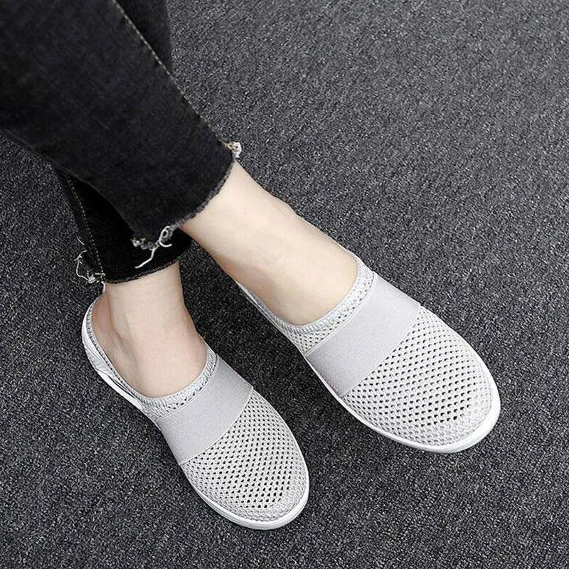 Libiyi Women Daily Fly Knit Fabric Summer Air Cushion Mule Slippers