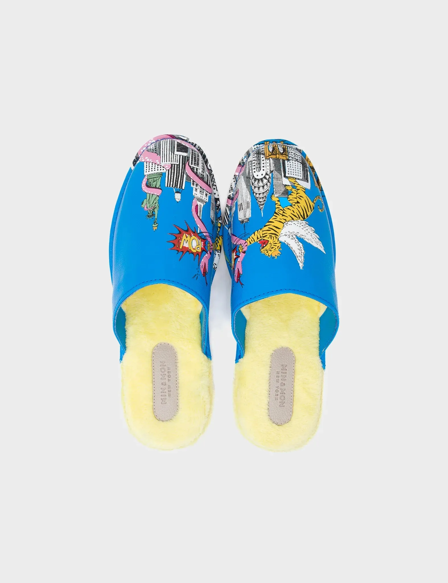 Marcelo Hawaii Blue Leather Slippers - Herocity Print