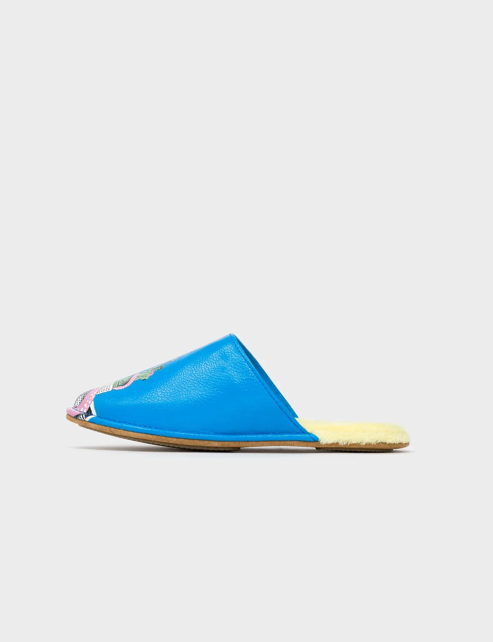 Marcelo Hawaii Blue Leather Slippers - Herocity Print