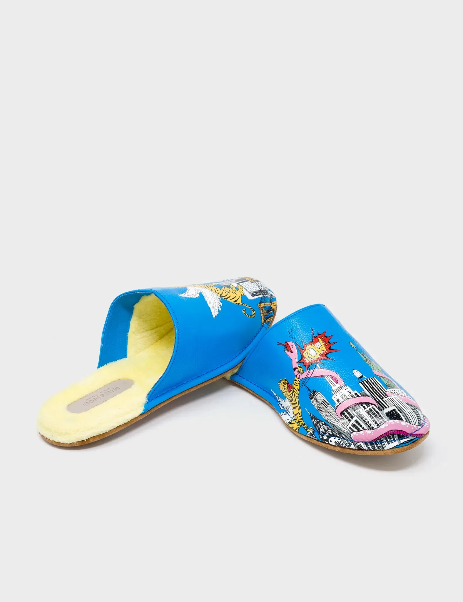 Marcelo Hawaii Blue Leather Slippers - Herocity Print