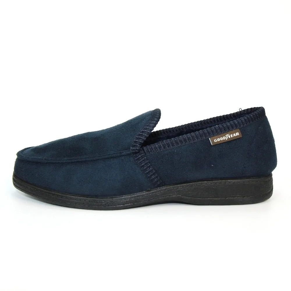 Mens Bedroom Slippers Navy Eden Goodyear Size 7 to 11