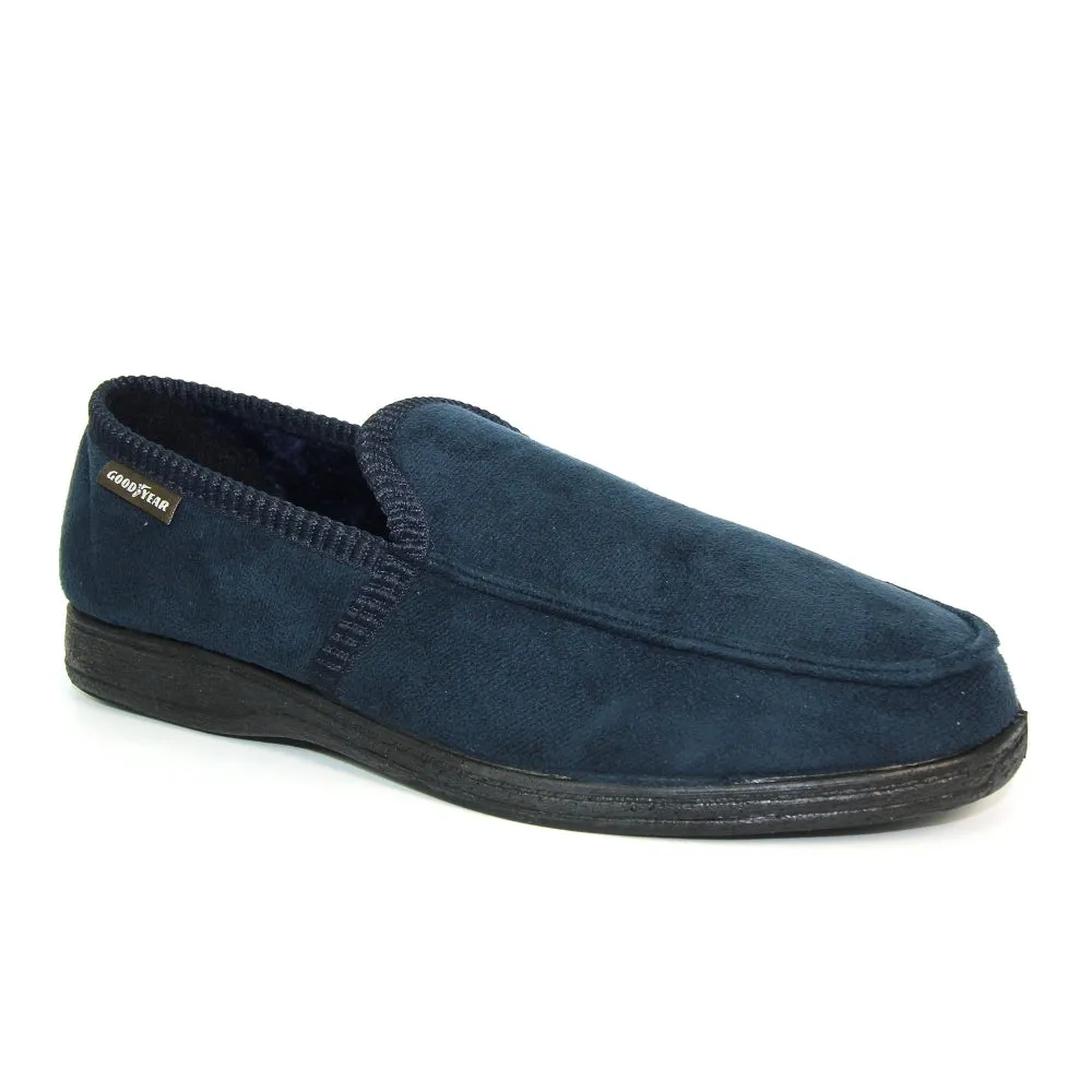 Mens Bedroom Slippers Navy Eden Goodyear Size 7 to 11