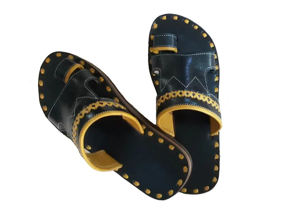 Mens Leather Sandal - Black - Jbala