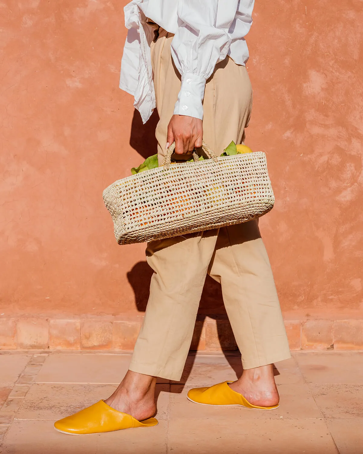 Moroccan Babouche Basic Slippers, Mustard