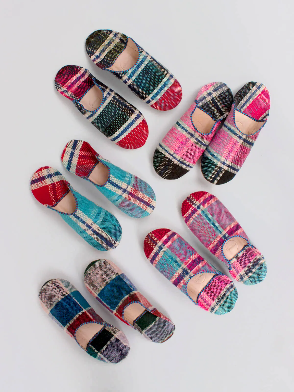 Moroccan Boujad Basic Babouche Slippers, Essaouira Check