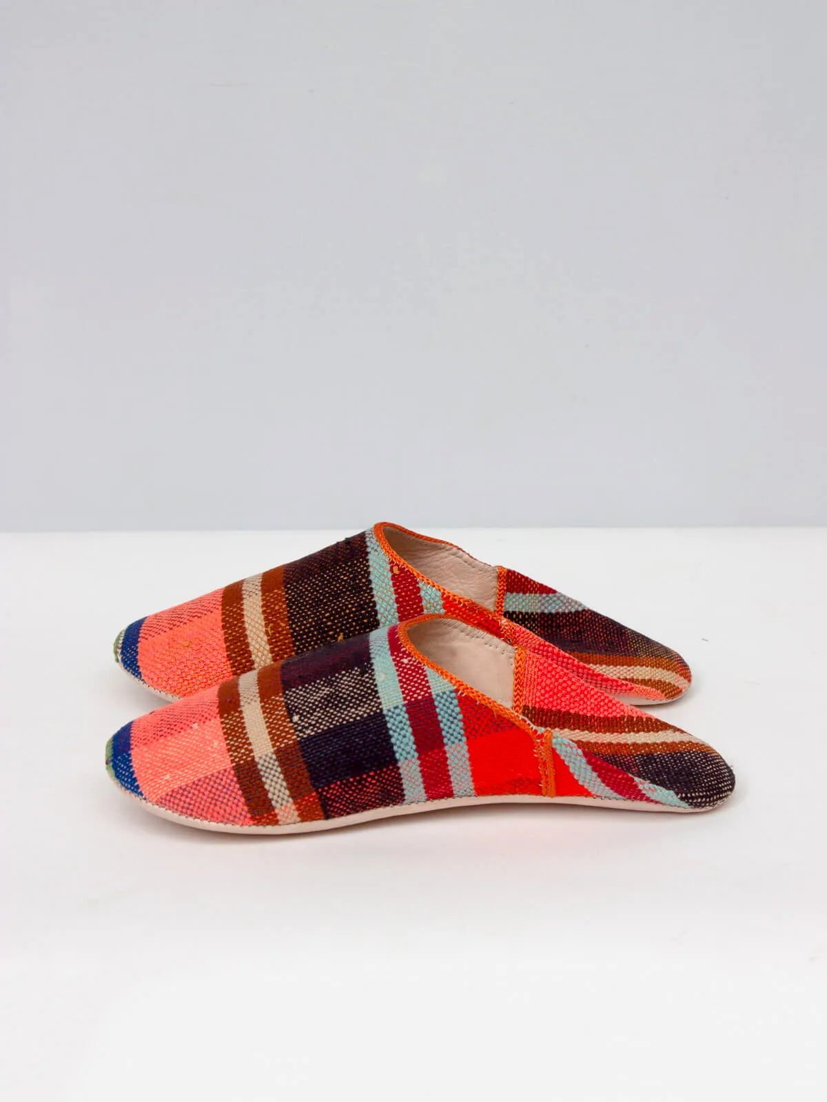 Moroccan Boujad Basic Babouche Slippers, Sunset Check