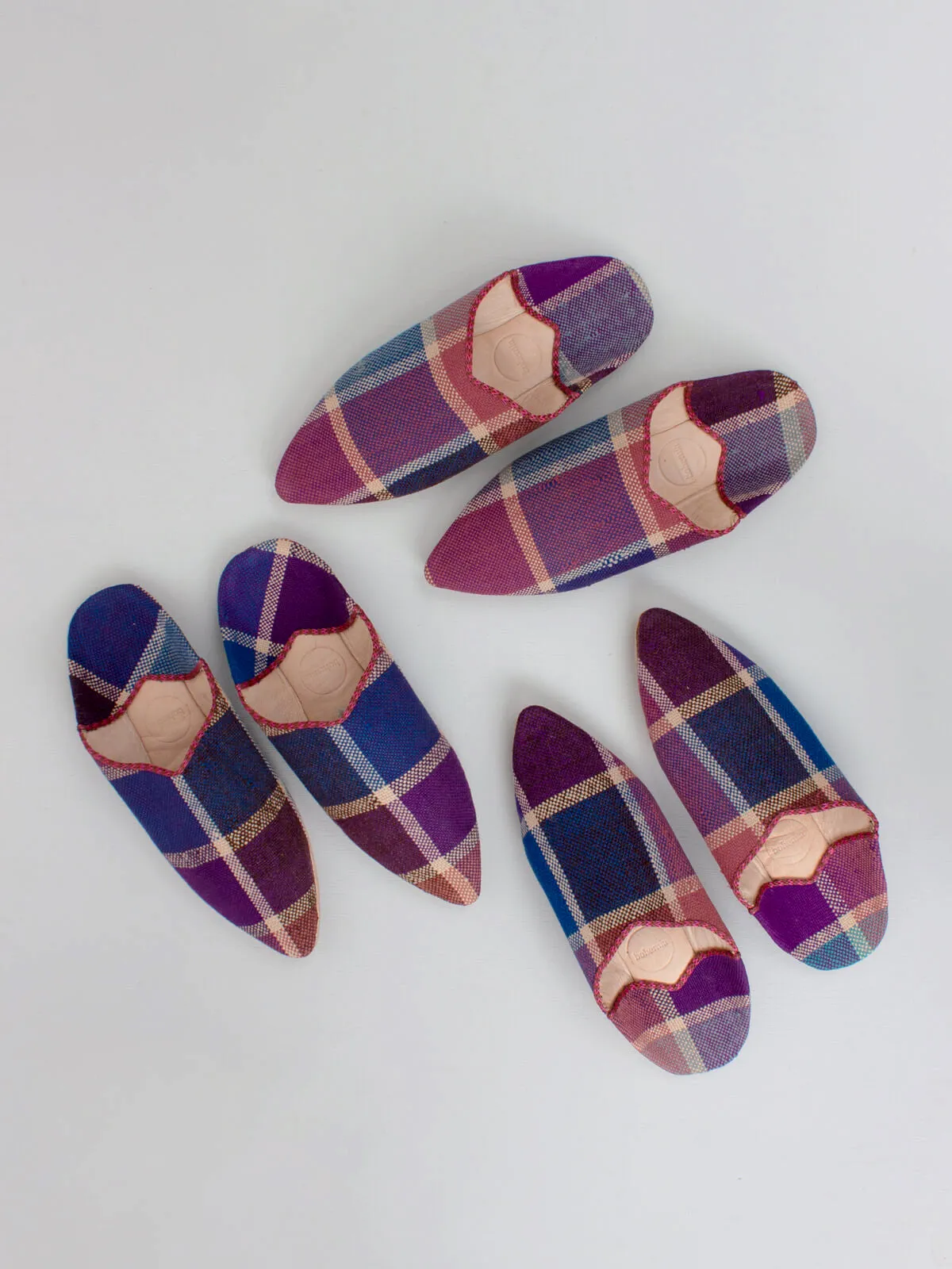 Moroccan Boujad Pointed Babouche Slippers, Purple Rain