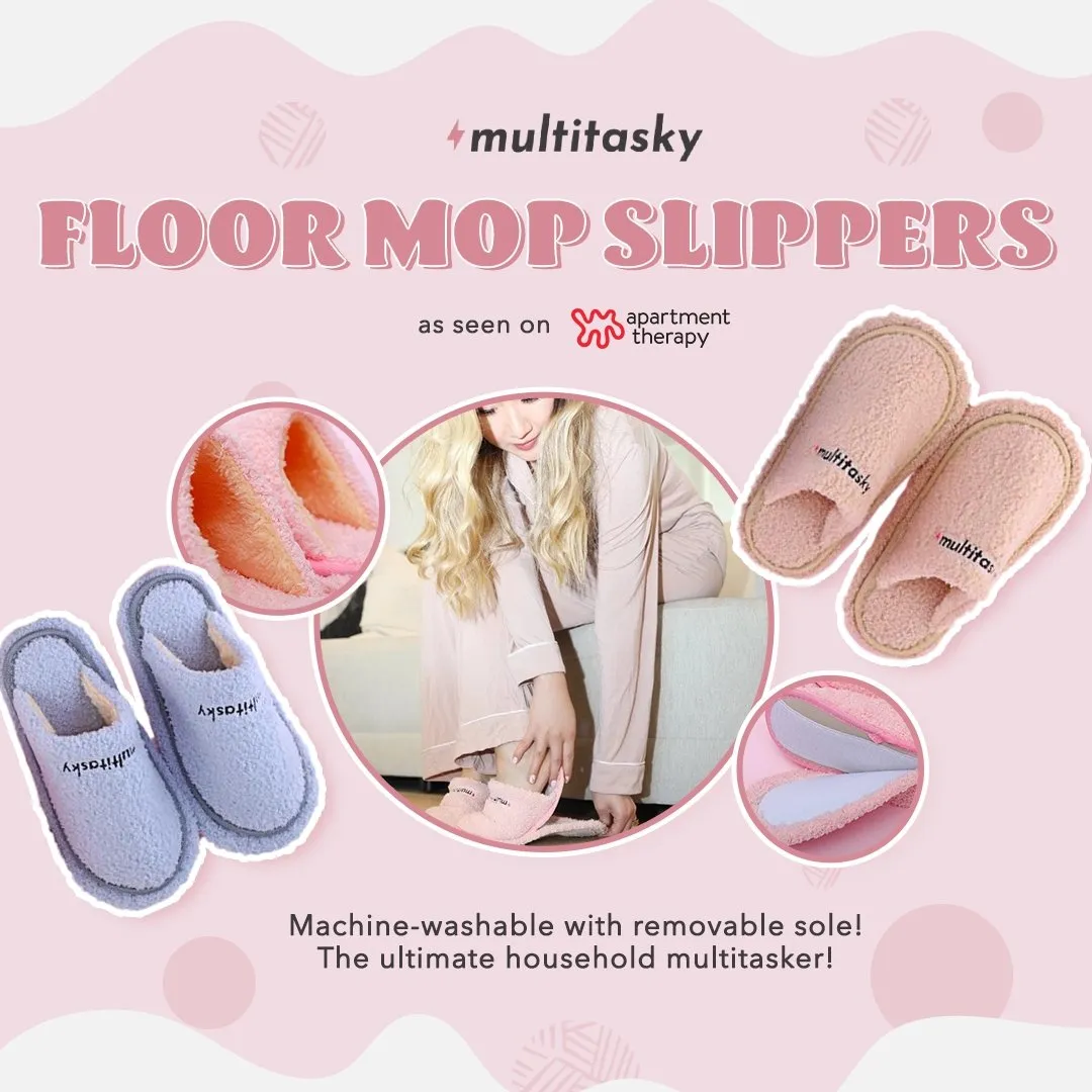 Multitasking Floor Mop Slippers with Removable Sole