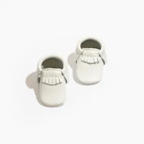 Newborn Bright White Moccasin Baby Shoe