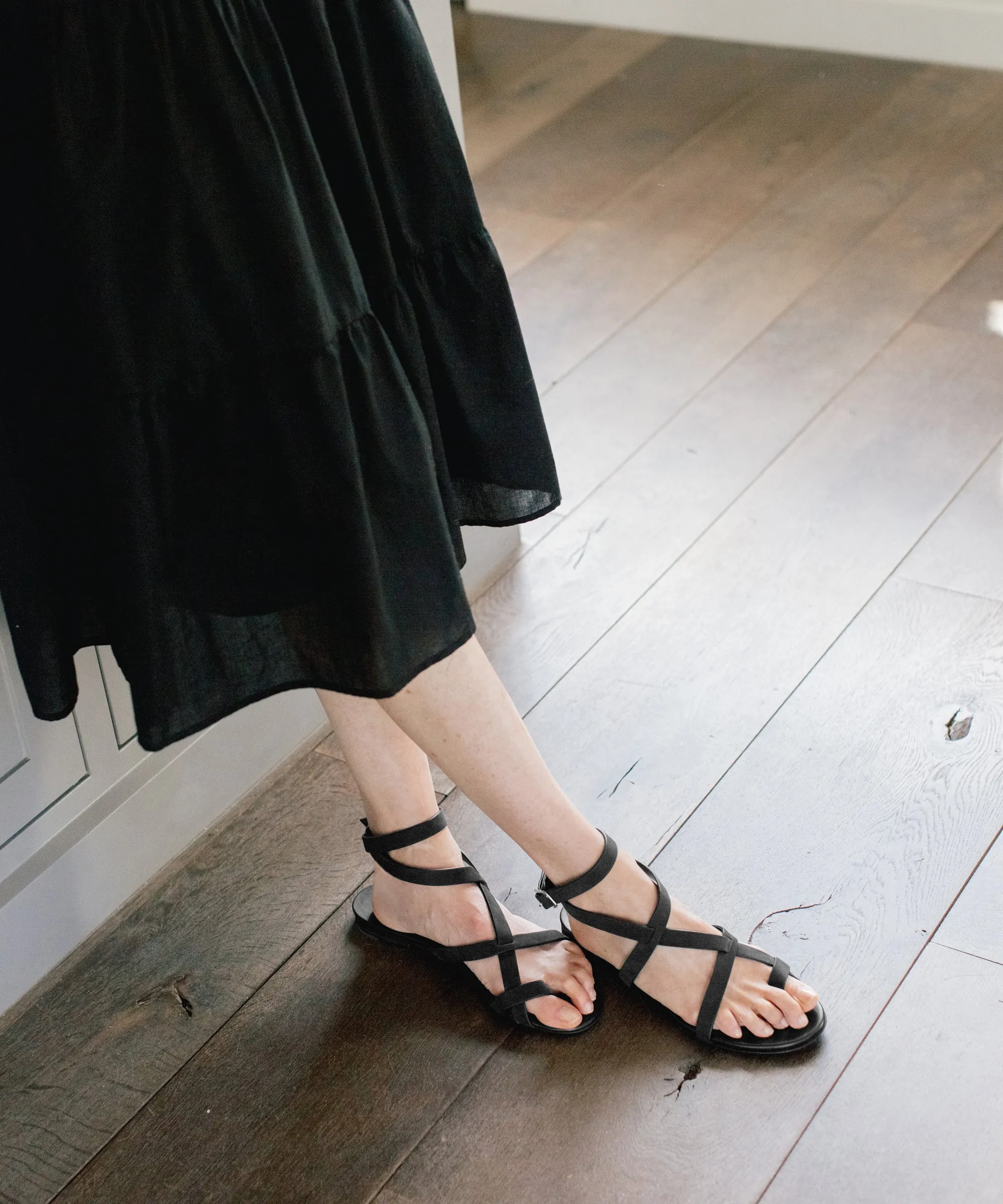 Oiled Leather Strappy Sandal