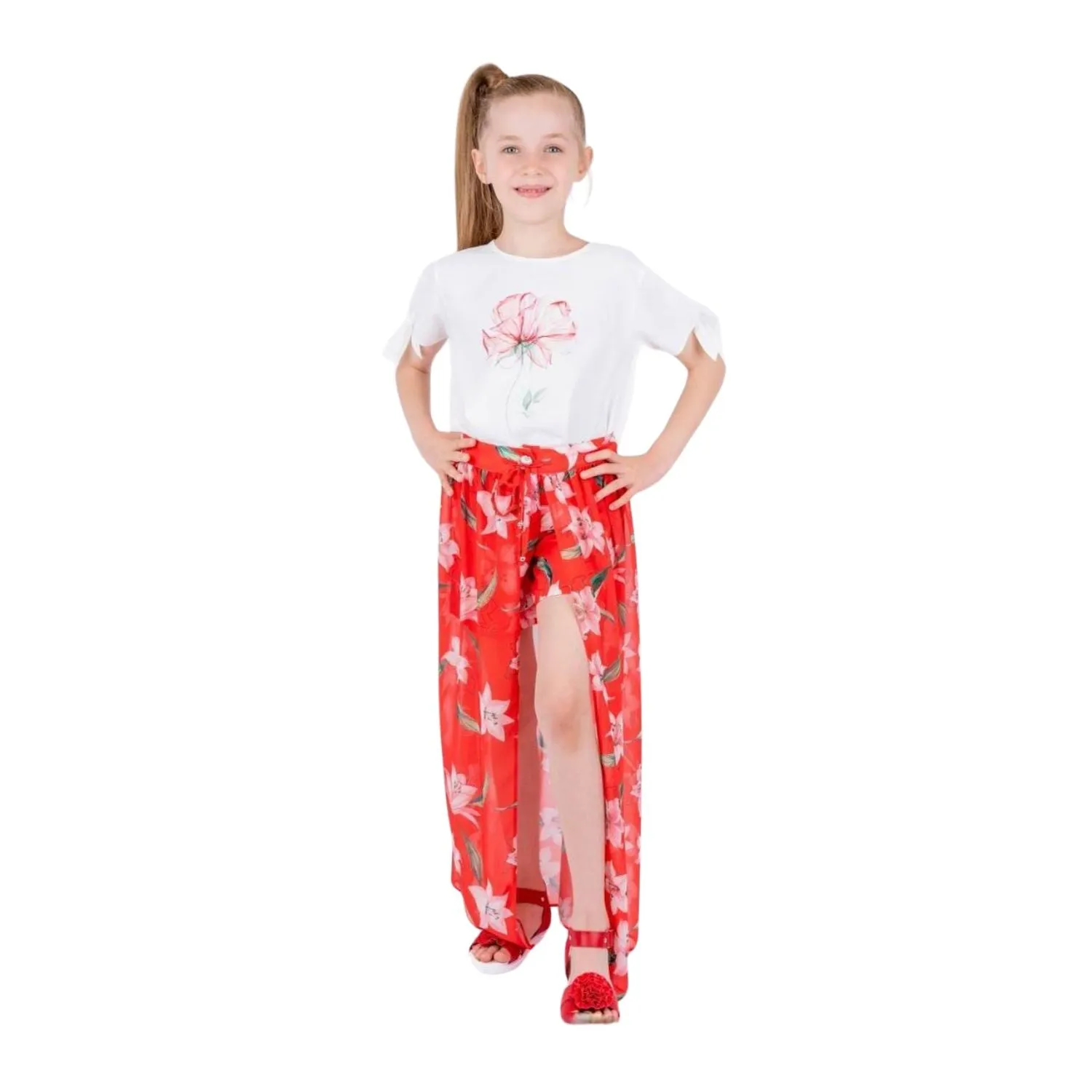 Pink Flower Girls Casual Set