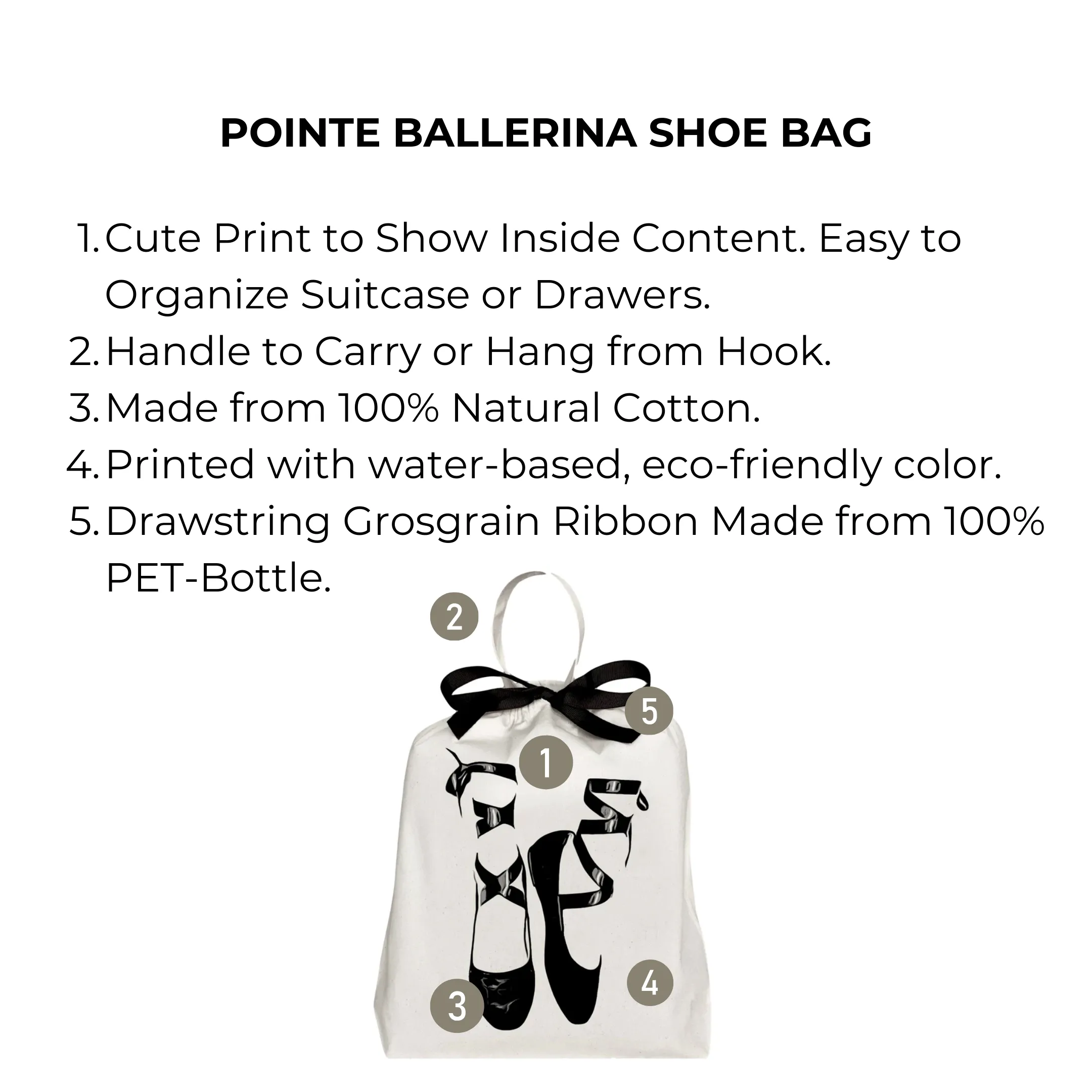 Pointe Ballerina Shoe Bag, Cream