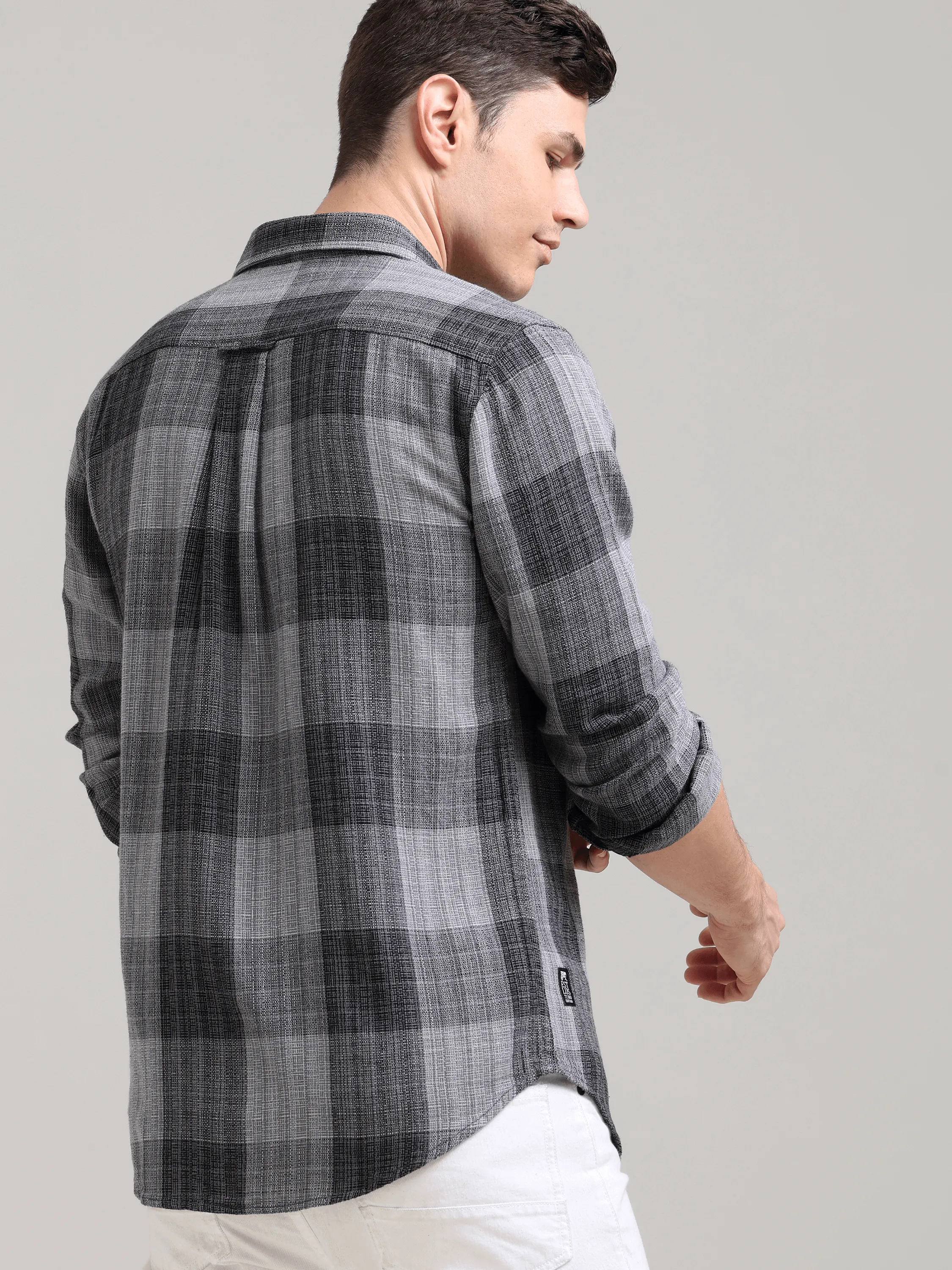 Quiet Shade Grey Casual Check Shirt