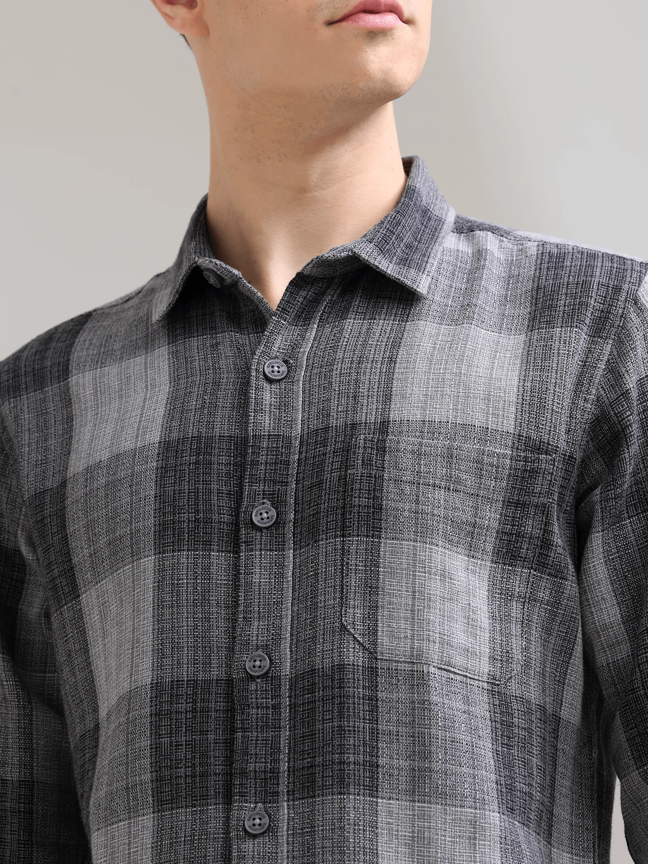 Quiet Shade Grey Casual Check Shirt